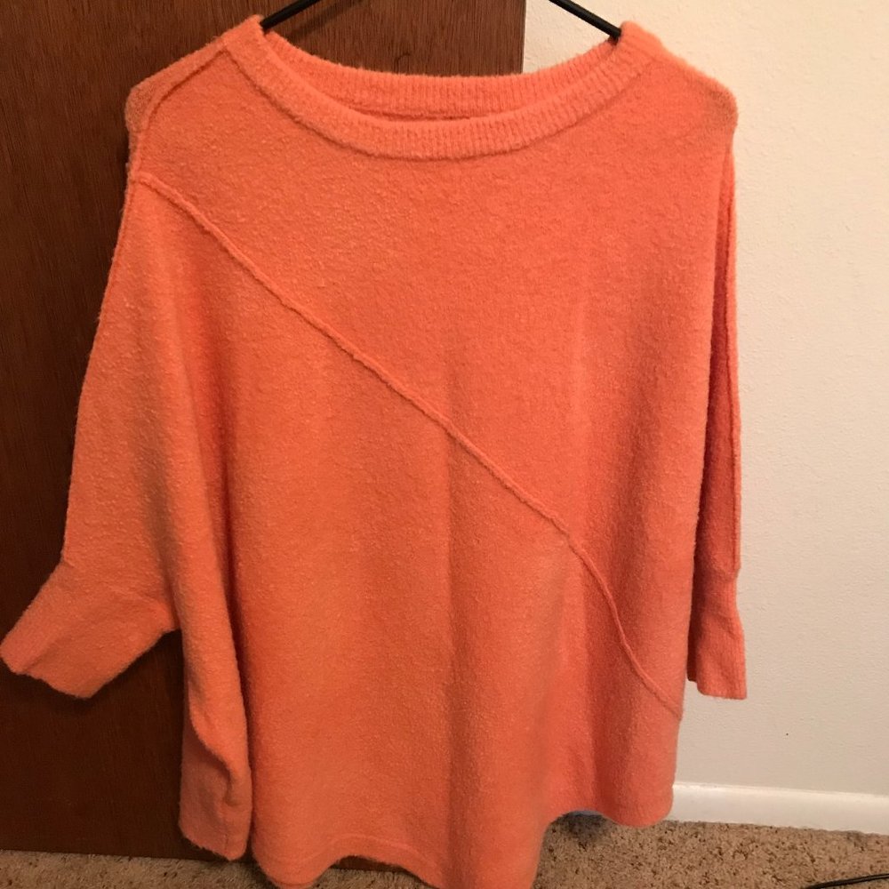 Lou & Grey Boucle Poncho Sweater, Coral, Sz XS/S